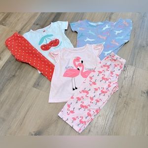 Girls Carters Two Piece Short Sleeve Pajamas Bundle Size 3T
